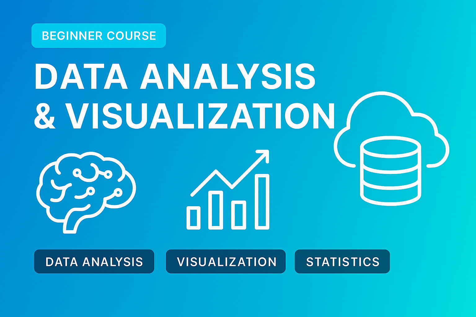 Data Analysis and Visualization course thumbnail showing data charts, analytics dashboards, and business intelligence insights.
