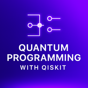 Quantum Programming with Qiskit course thumbnail showing quantum circuits, Python code, and quantum programming concepts.